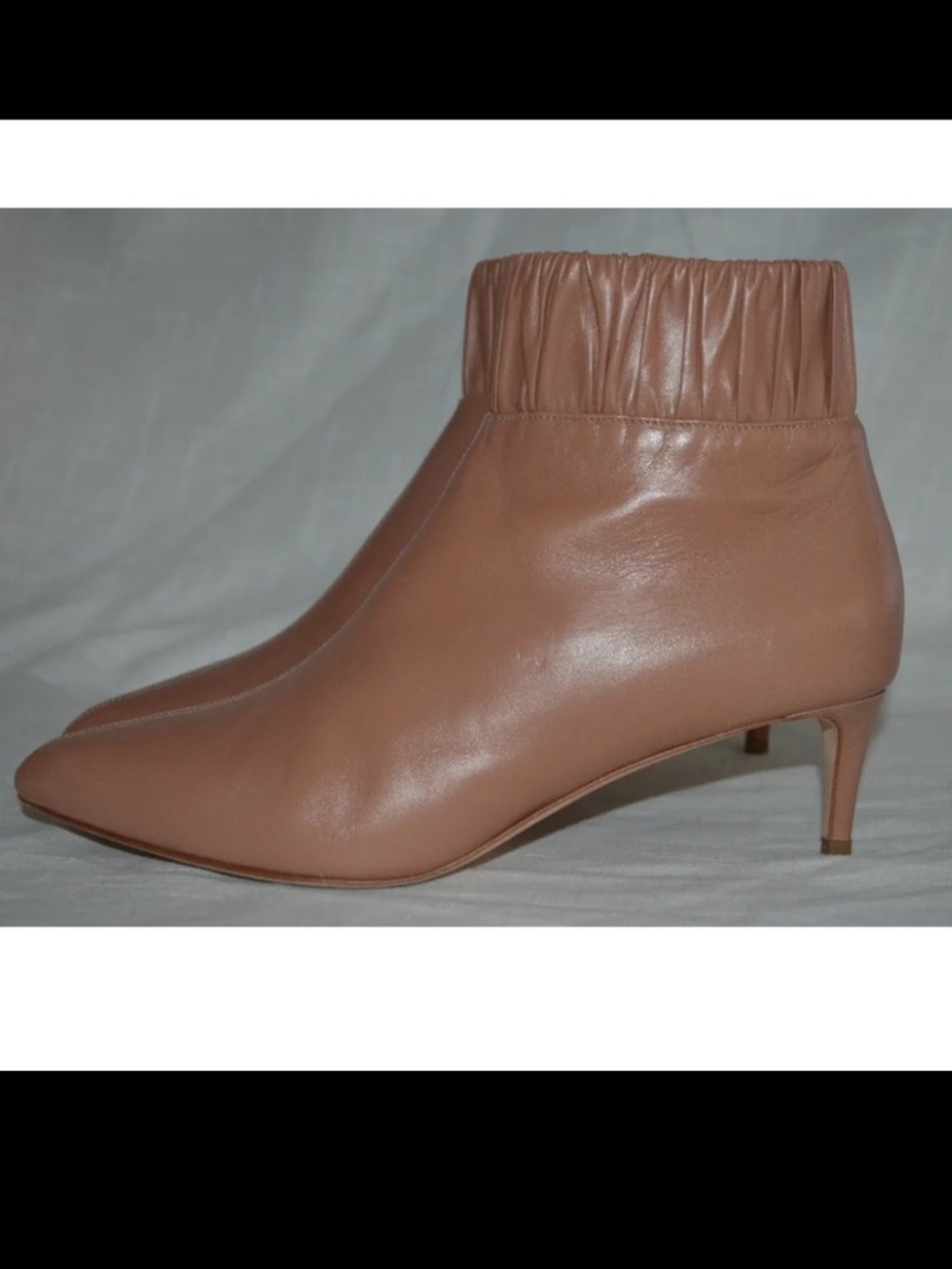 $1050 Sz 37.5 7  Chloe Gosselin Brown Gathered Ankle Kitten Heels Ankle Boots